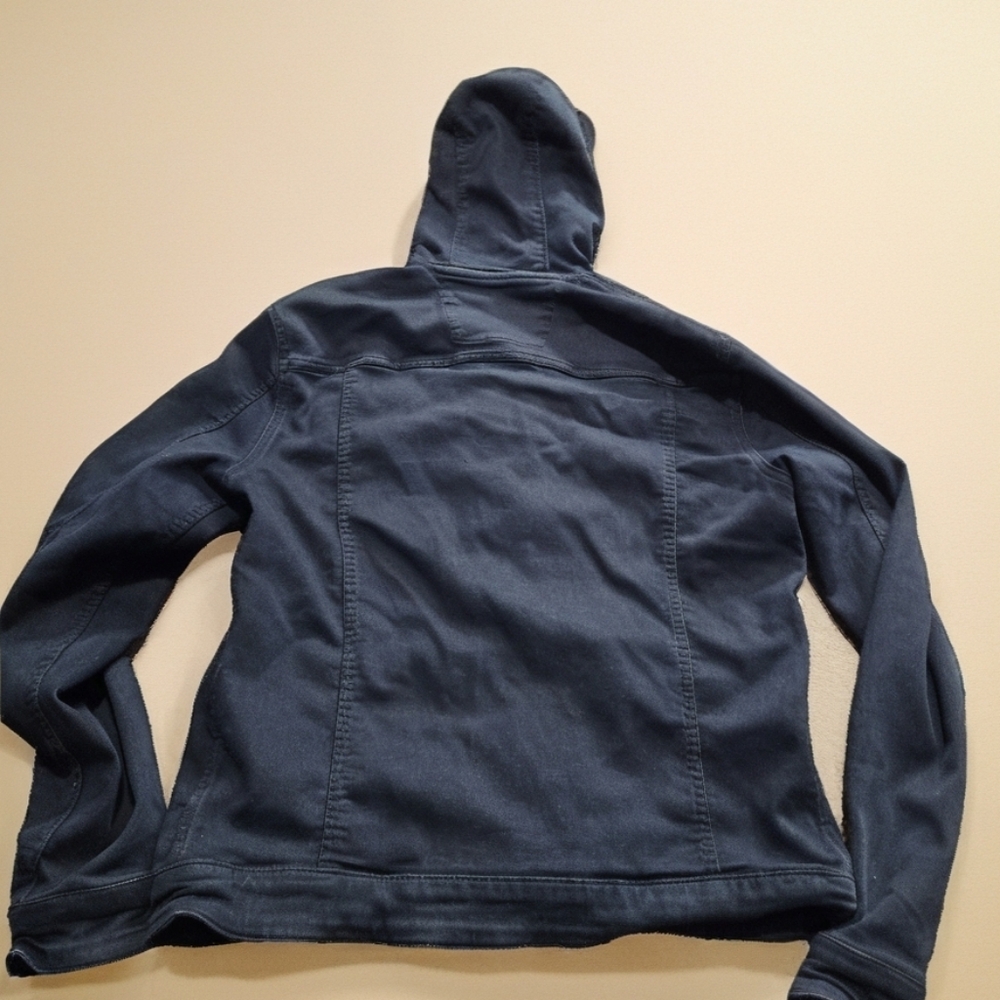 John Varvatos Scott  Hooded Black Denim Jacket Long Sleeve Men’s Size  Large - Picture 3 of 9